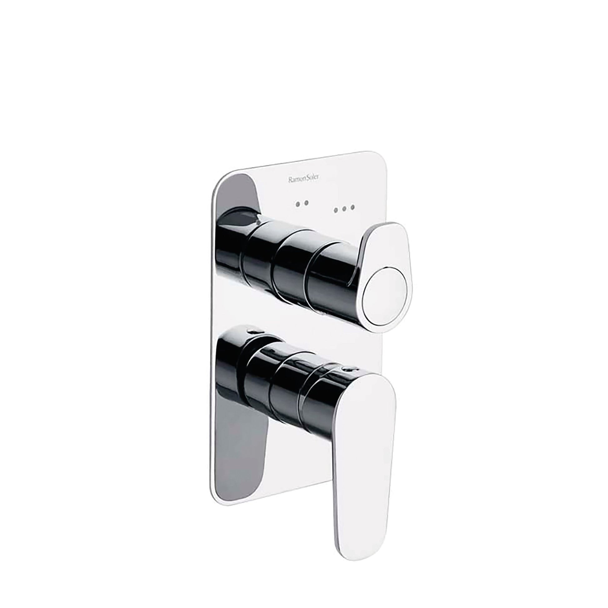 Ramon Soler - Alexia, monomando de baño - ducha empotrado 3 vías con placa metálica, cromo - BricoandPool