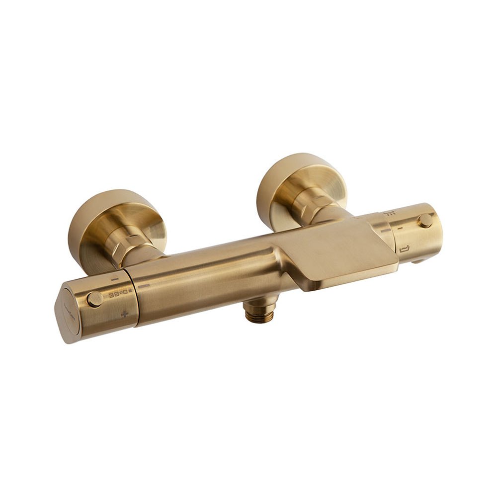 Ramon Soler - Alexia, termostático de baño - ducha salida cascada, oro cepillado - BricoandPool