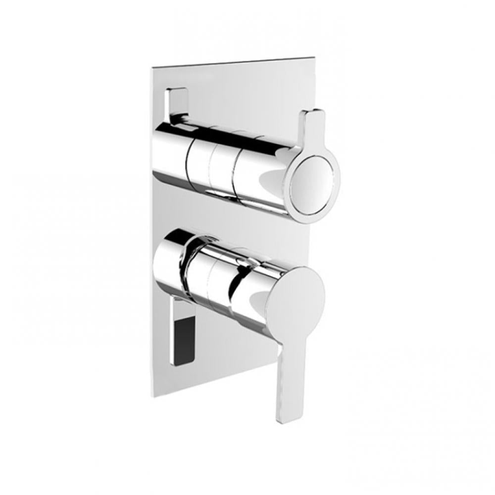 Ramon Soler - Blautherm, monomando de ducha empotrado metálico 2 vías con placa cuadrada ultraslim, cromo - BricoandPool