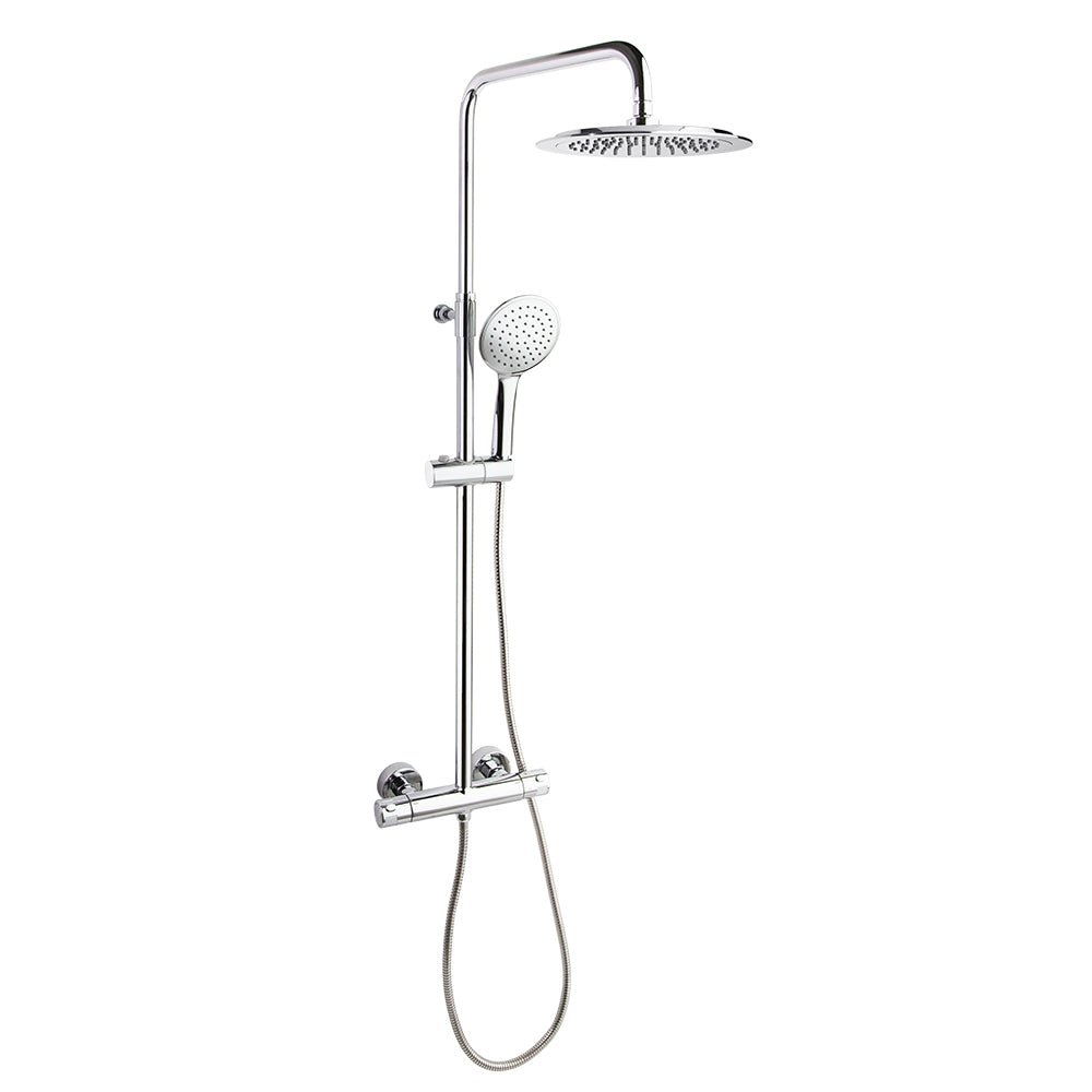 Ramon Soler - Columna de ducha telescópica Monotech con rociador ABS Ø240mm cromo - BricoandPool