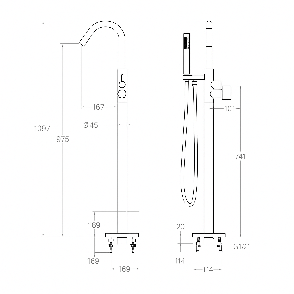 Ramon Soler - Columna monomando de bañera Tzar oro cepillado - BricoandPool