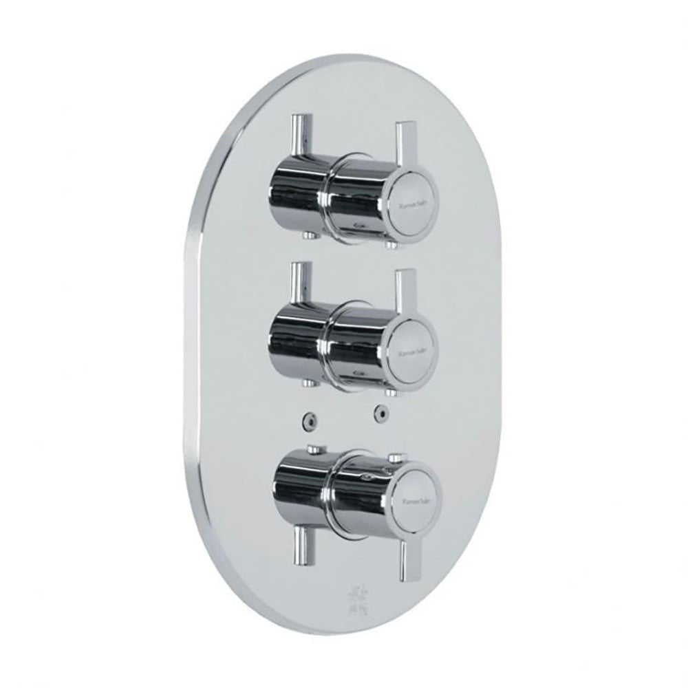 Ramon Soler - Drako, termostático de baño - ducha empotrado 3 vías con placa metálica, cromo - BricoandPool