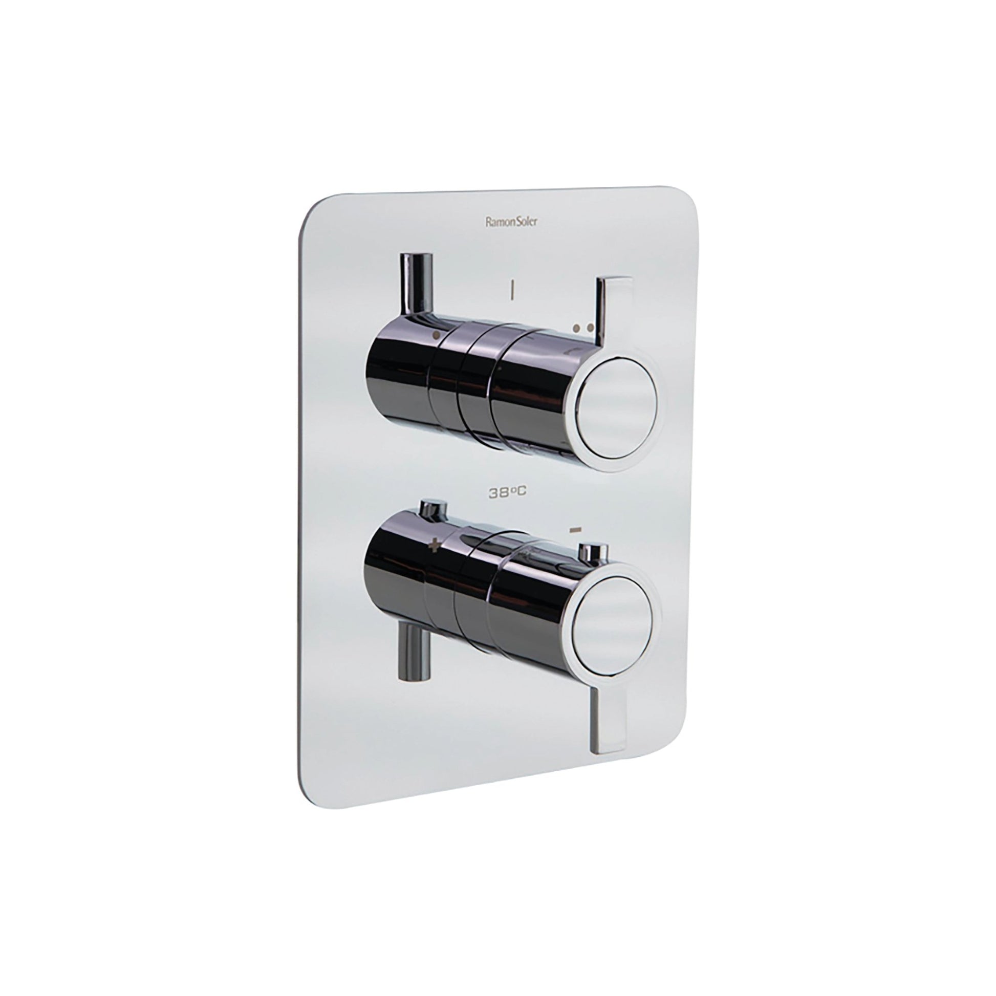 Ramon Soler - Drako, termostático de baño - ducha empotrado metálico 2 vías con placa extraplana, cromo - BricoandPool