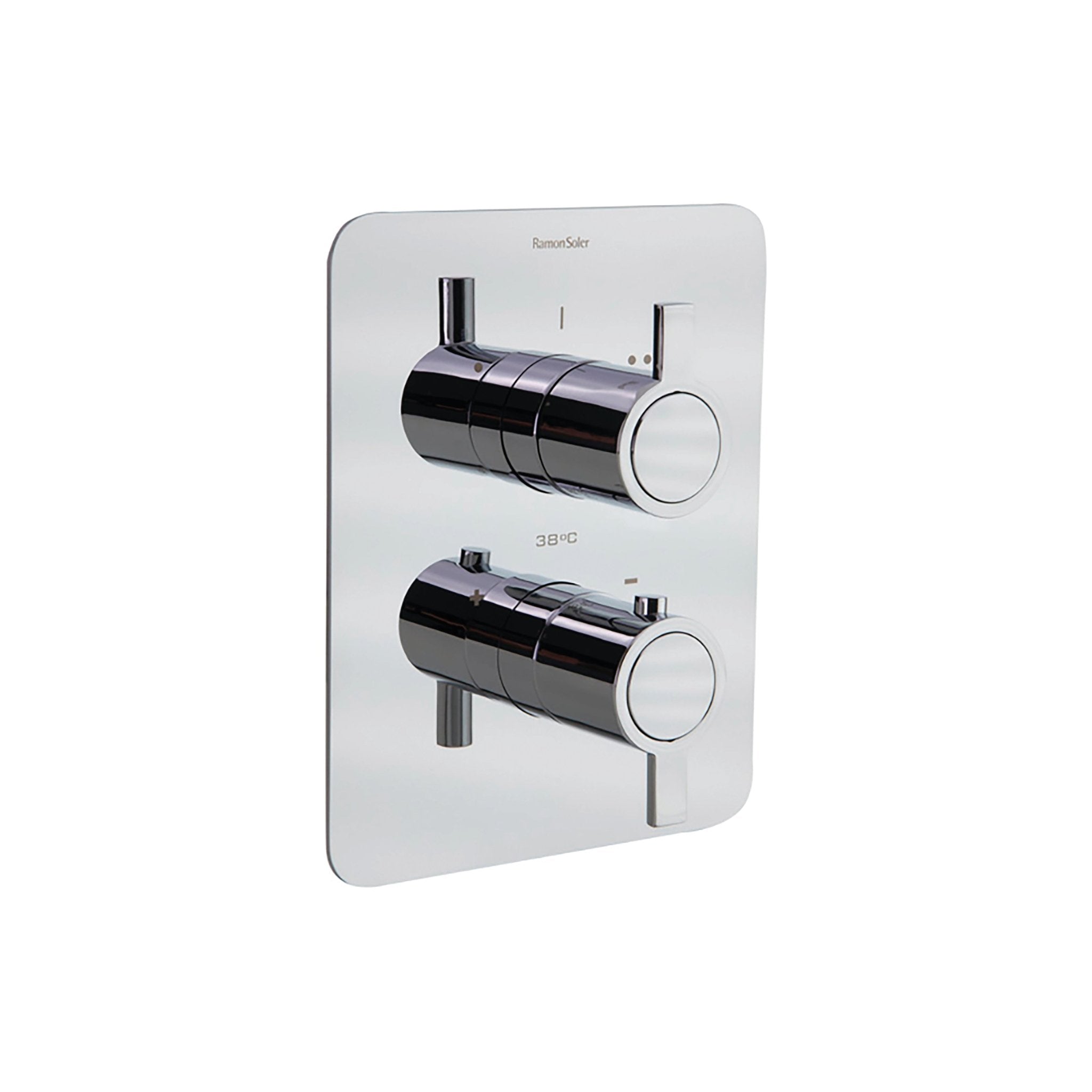 Ramon Soler - Drako, termostático de baño - ducha empotrado metálico 2 vías con placa extraplana, cromo - BricoandPool