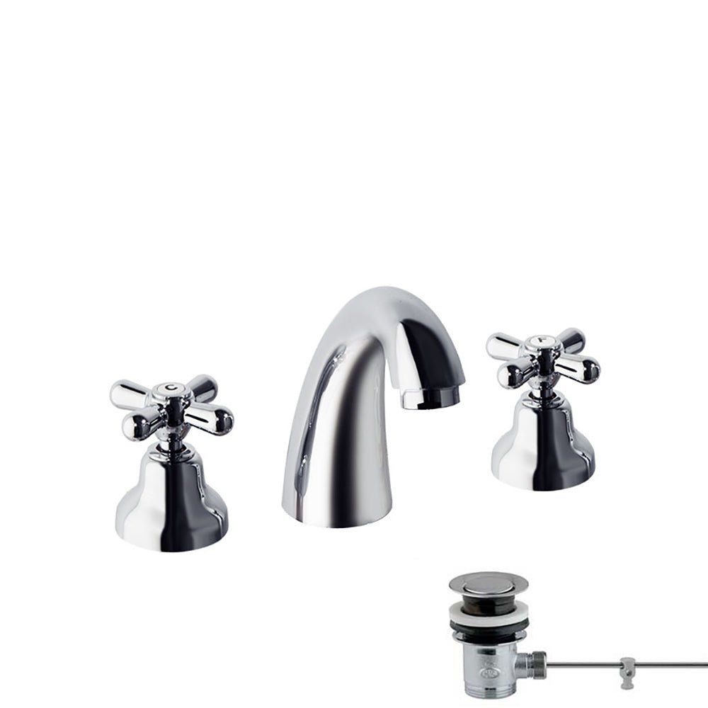 Ramon Soler - Gaudí, bimando de lavabo para repisa con válvula automática de latón 1¼, cromo - BricoandPool