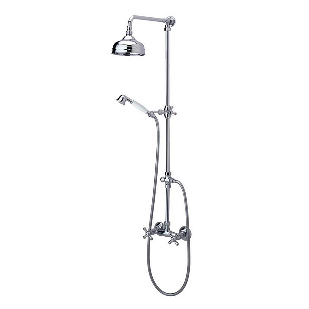 Ramon Soler - Gaudí, columna de ducha inox bimando con rociador Ø200mm, cromo - BricoandPool