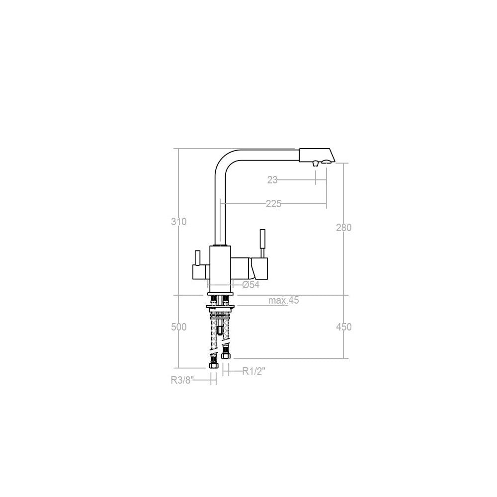 Ramon Soler - Grifo de cocina monomando con caño alto giratorio y circuito para agua purificada cromo - BricoandPool