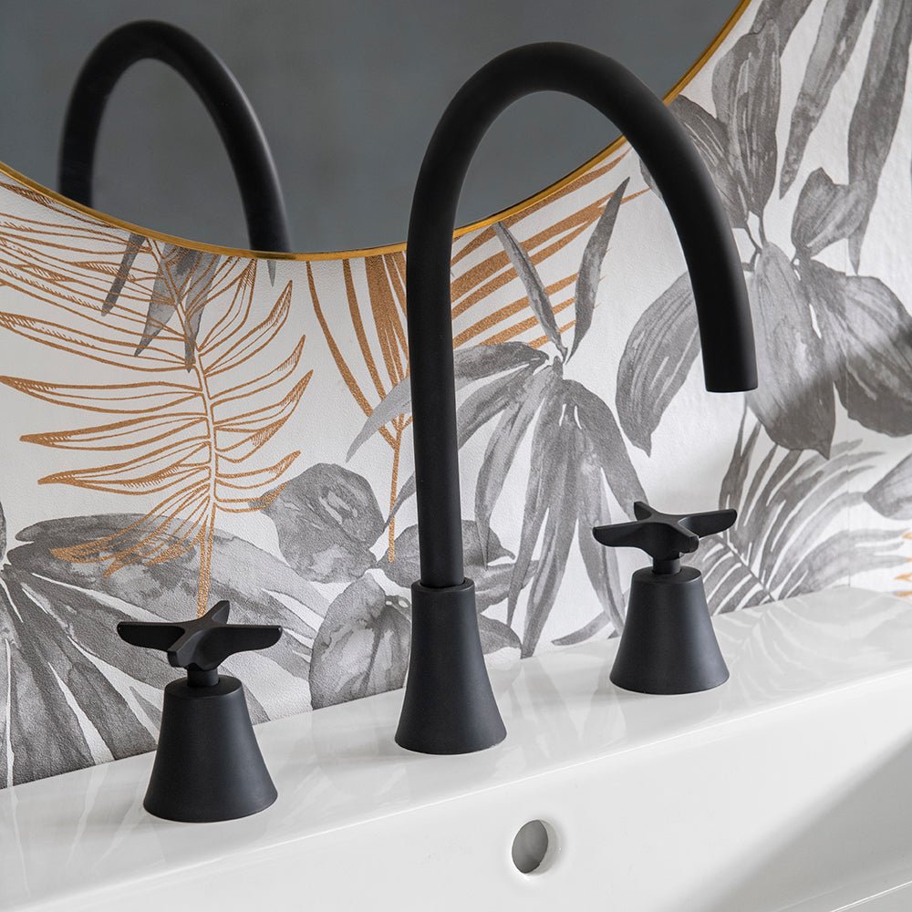 Ramon Soler - Grifo de lavabo bimando alto para repisa Adagio negro mate - BricoandPool