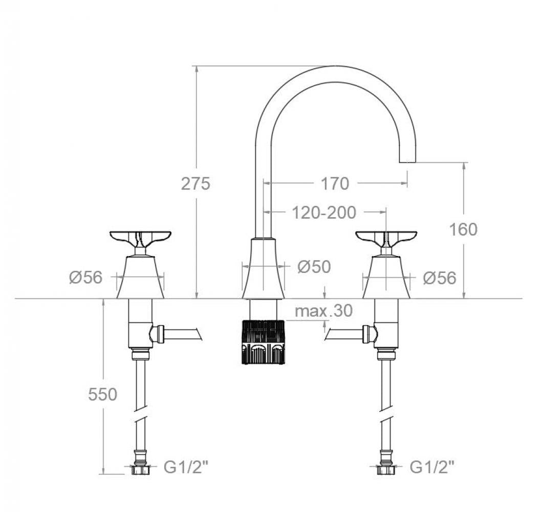 Ramon Soler - Grifo de lavabo bimando para repisa Adagio negro mate - BricoandPool