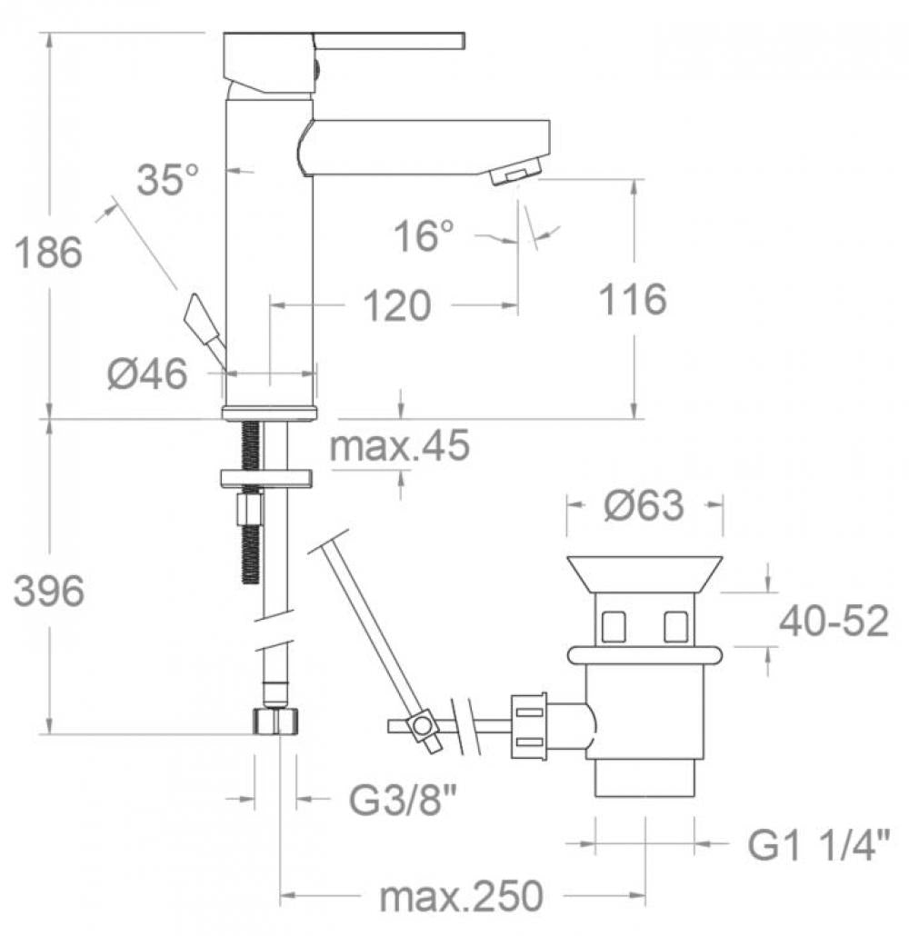 Ramon Soler - Grifo de lavabo monomando Drako con válvula automática 1¼ cromo - BricoandPool