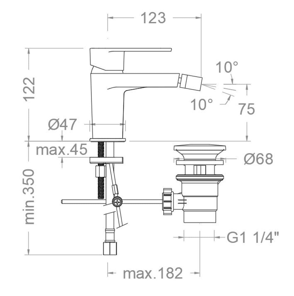 Ramon Soler - Grifo monomando de bidé Alexia con válvula automática de inox 1¼ cromo - BricoandPool