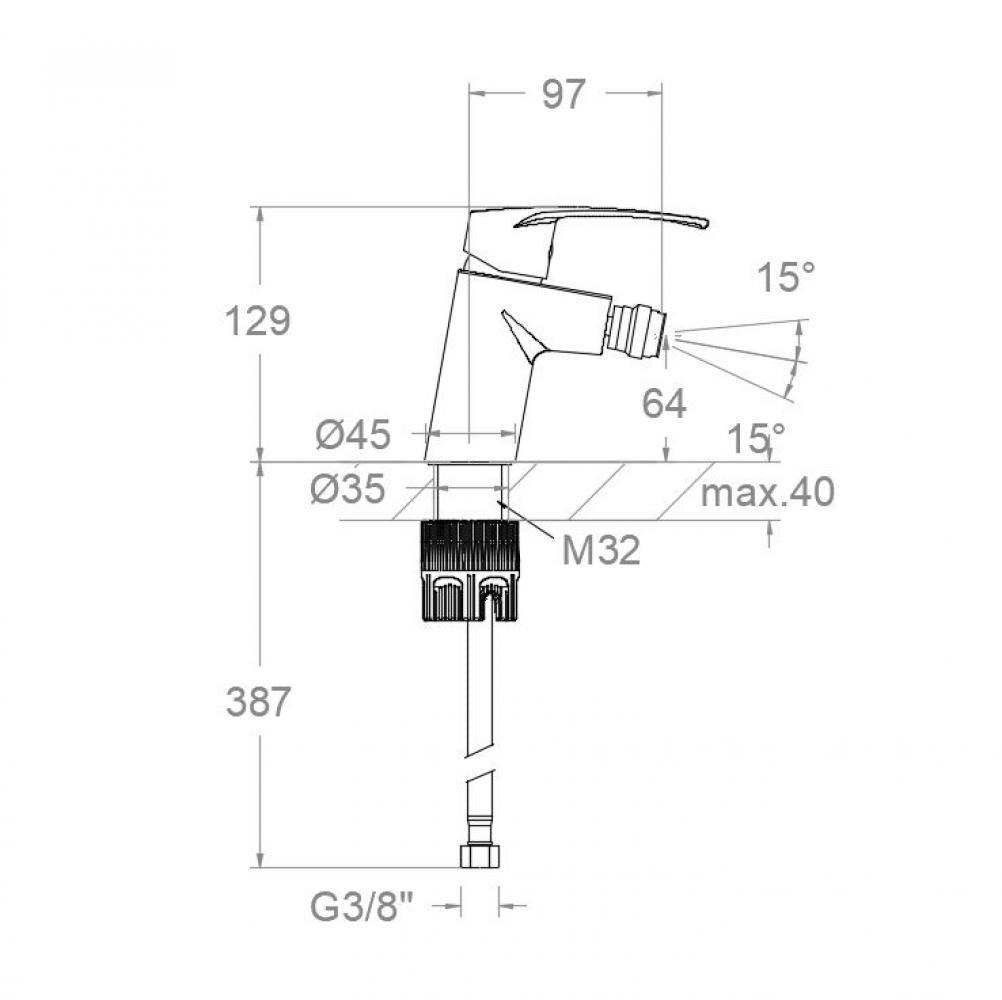 Ramon Soler - Grifo monomando de bidé New Fly Tool Free con S2 cromo - BricoandPool