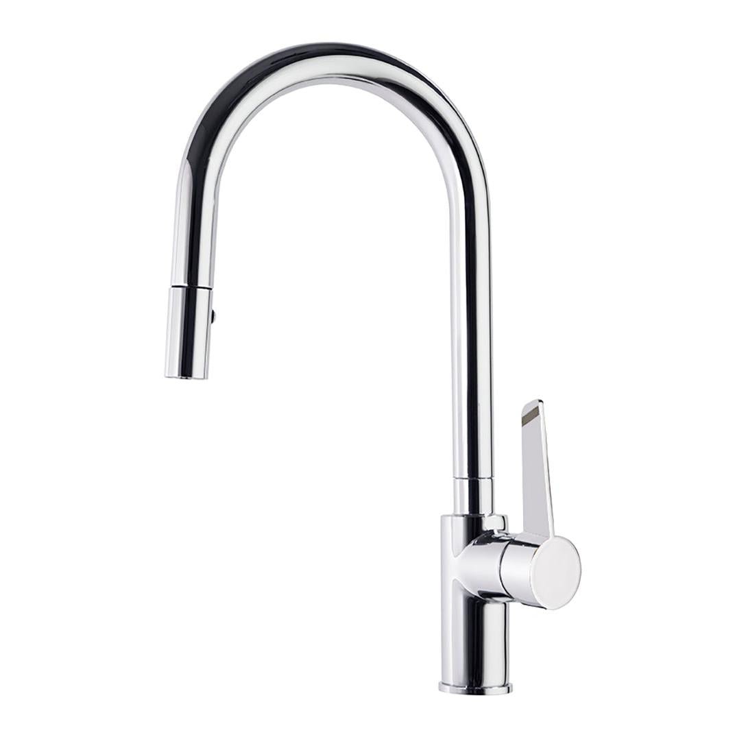 Ramon Soler - Monomando de cocina con caño alto metálico 2 jets extraible, cromo - BricoandPool