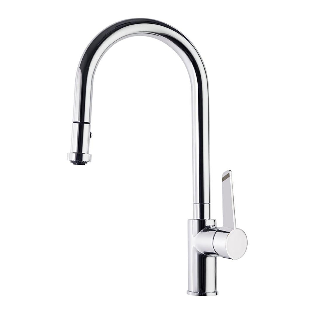 Ramon Soler - Monomando de cocina con caño alto metálico 2 jets extraible, cromo - BricoandPool