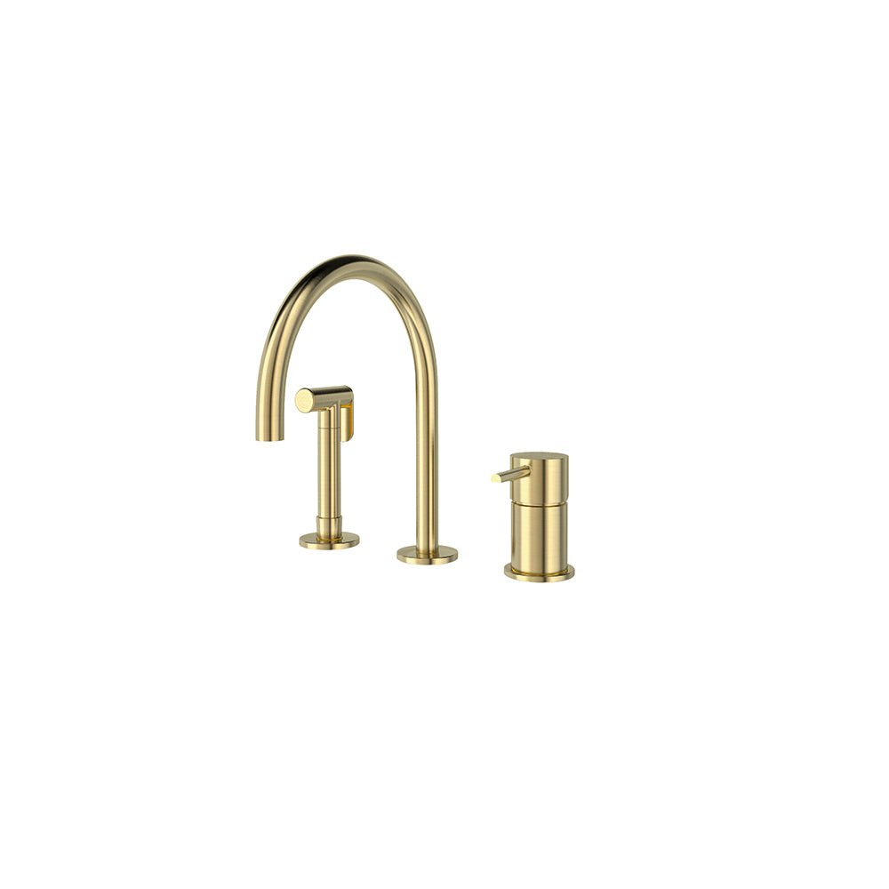 Ramon Soler - Odisea, fregadero de repisa con duchita y caño de 190mm 8L, oro cepillado - BricoandPool