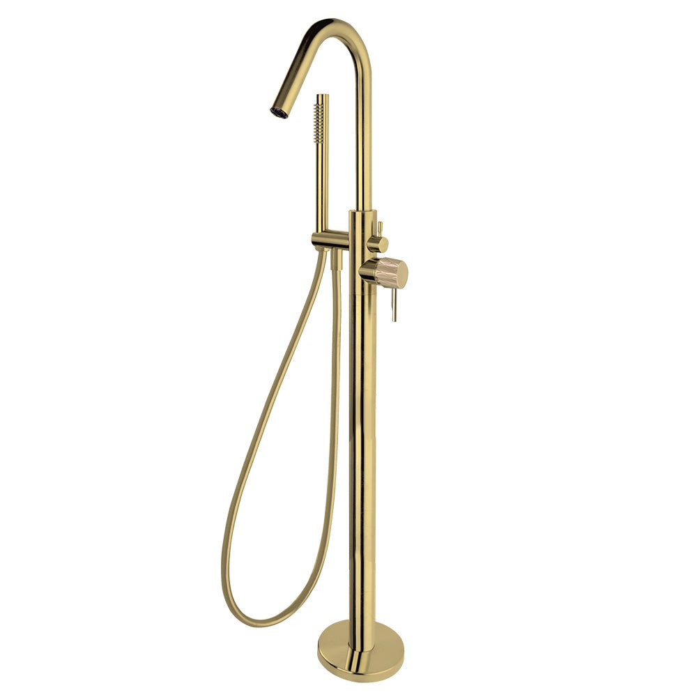 Ramon Soler - Odisea Joya, columna monomando para bañera con equipo de ducha, oro cepillado - BricoandPool