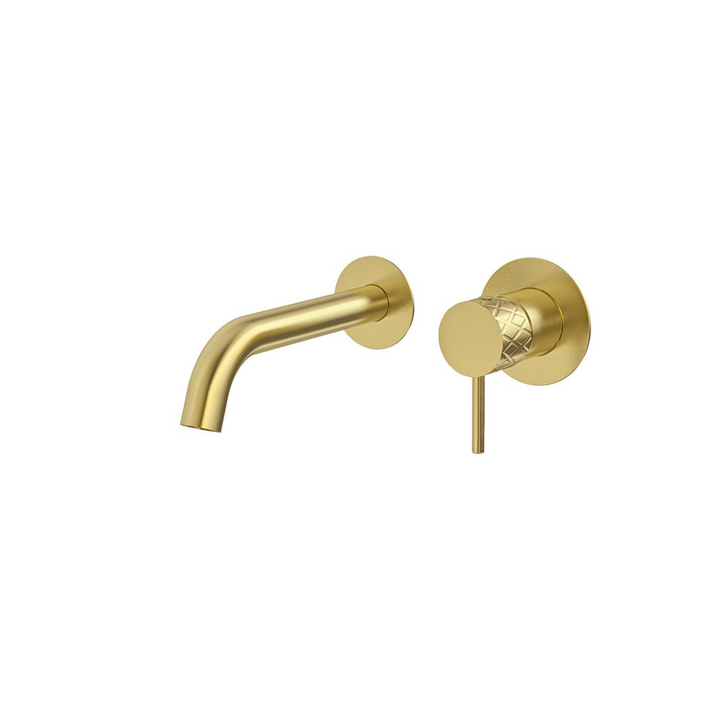 Ramon Soler - Odisea Joya, monomando de lavabo empotrado mural con caño de 19 cm, oro cepillado - BricoandPool