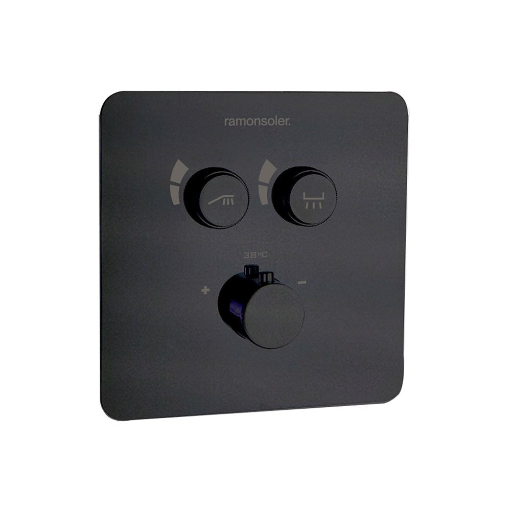 Ramon Soler - RS Smart, conjunto termostático empotrado 2 vías, negro mate - BricoandPool