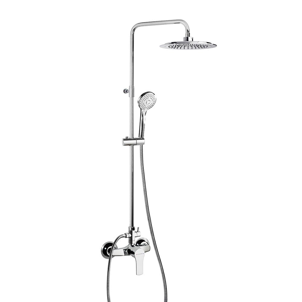 Ramon Soler - Titanium, columna de ducha telescópica monomando con rociador ABS de Ø240 mm, cromo 187402RP240 - BricoandPool