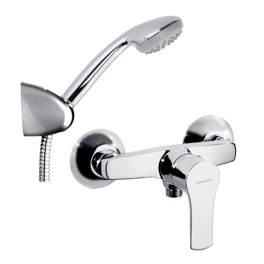 Ramon Soler - Titanium, conjunto monomando de ducha con equipo de ducha, cromo - BricoandPool