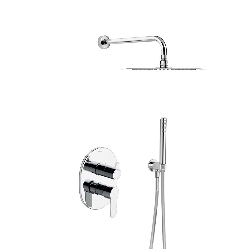Ramon Soler - Titanium, conjunto monomando empotrado ABS 2 vías con rociador Ø240mm, cromo - BricoandPool