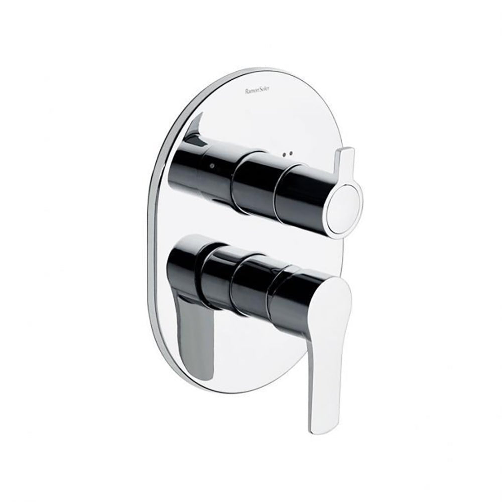 Ramon Soler - Titanium, monomando de baño - ducha empotrado metálico 2 vías con placa ultraslim, cromo - BricoandPool