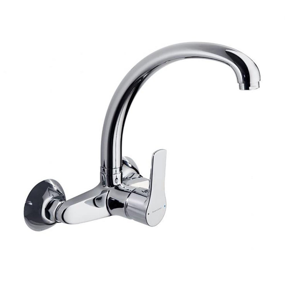 Ramon Soler - Titanium, monomando de fregadero a pared con caño alto giratorio, cromo - BricoandPool