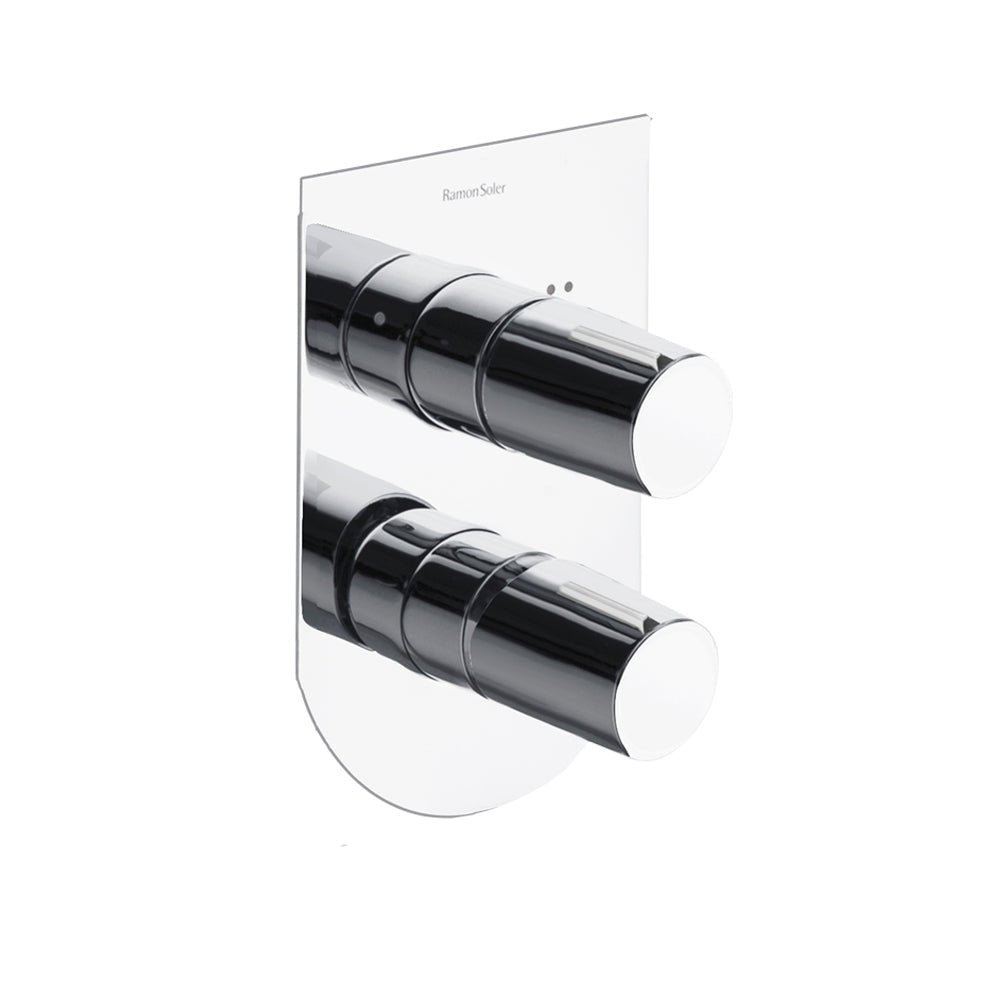 Ramon Soler - Tzar, monomando de baño - ducha empotrado 2 vías con placa metálica, cromo - BricoandPool
