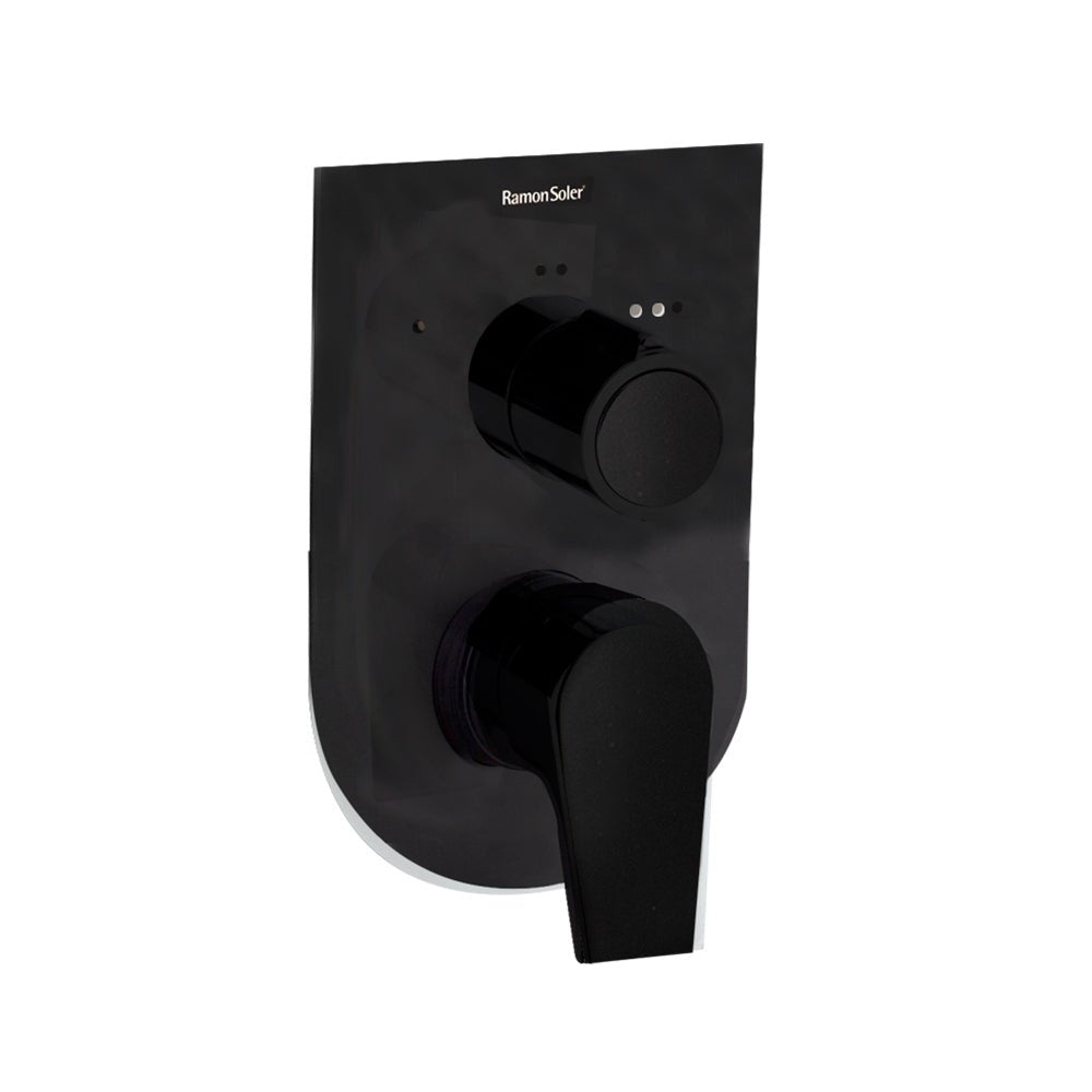 Ramon Soler - Urban Chic, ducha empotrada de pared de 2 vías S2, negro mate - BricoandPool