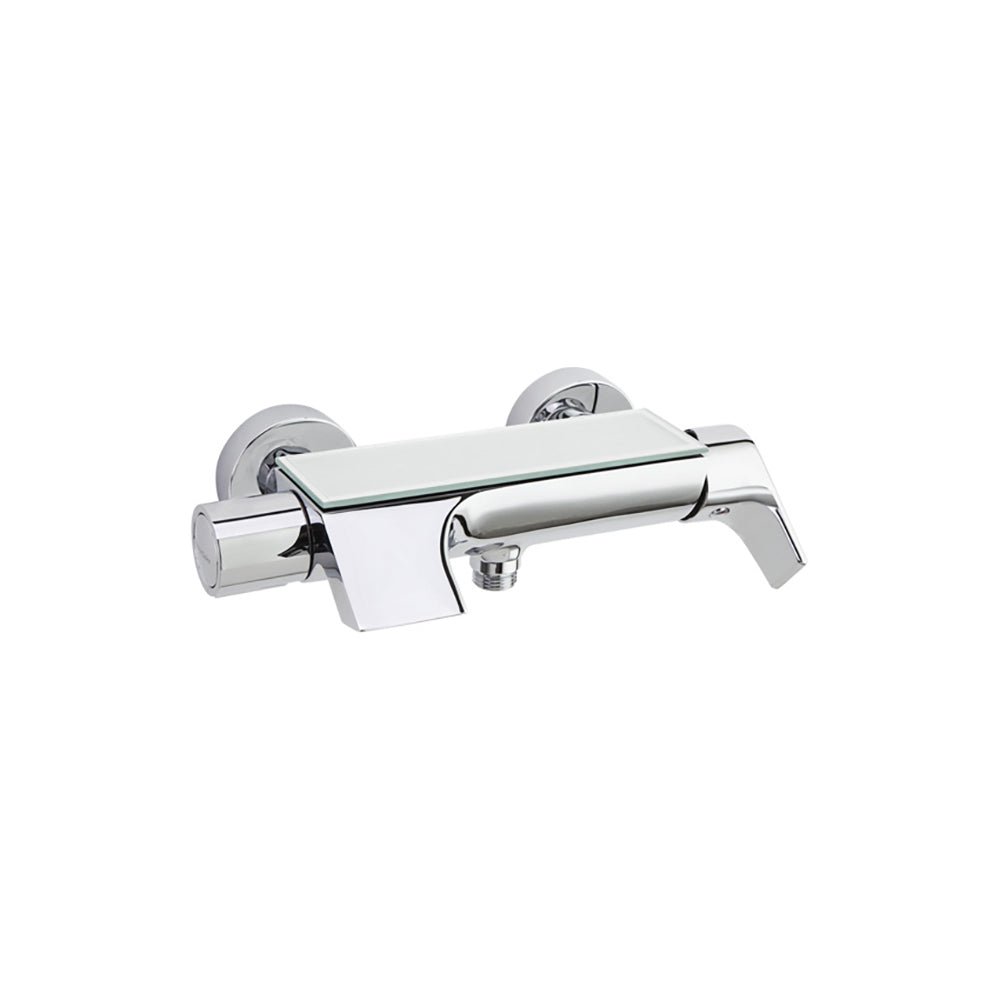 Ramon Soler - Urban Chic, monomando de baño - ducha con inversor integrado, salida cascada y repisa con vidrio de seguridad, cromo - BricoandPool
