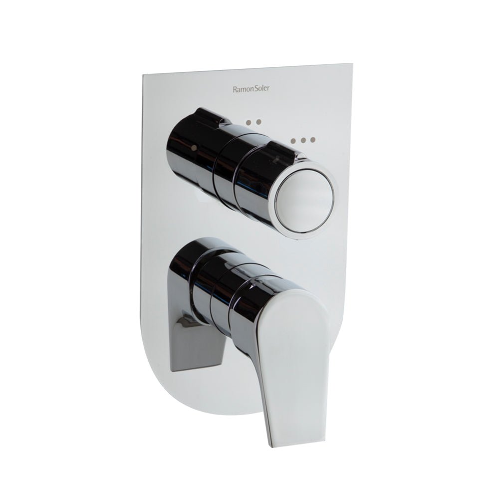 Ramon Soler - Urban Chic, monomando de baño - ducha empotrado metálico 3 vías con placa ultraslim S2, cromo - BricoandPool
