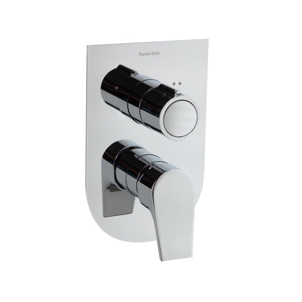 Ramon Soler - Urban Chic, monomando de ducha empotrado metálico 2 vías con placa ultraslim S2, cromo - BricoandPool