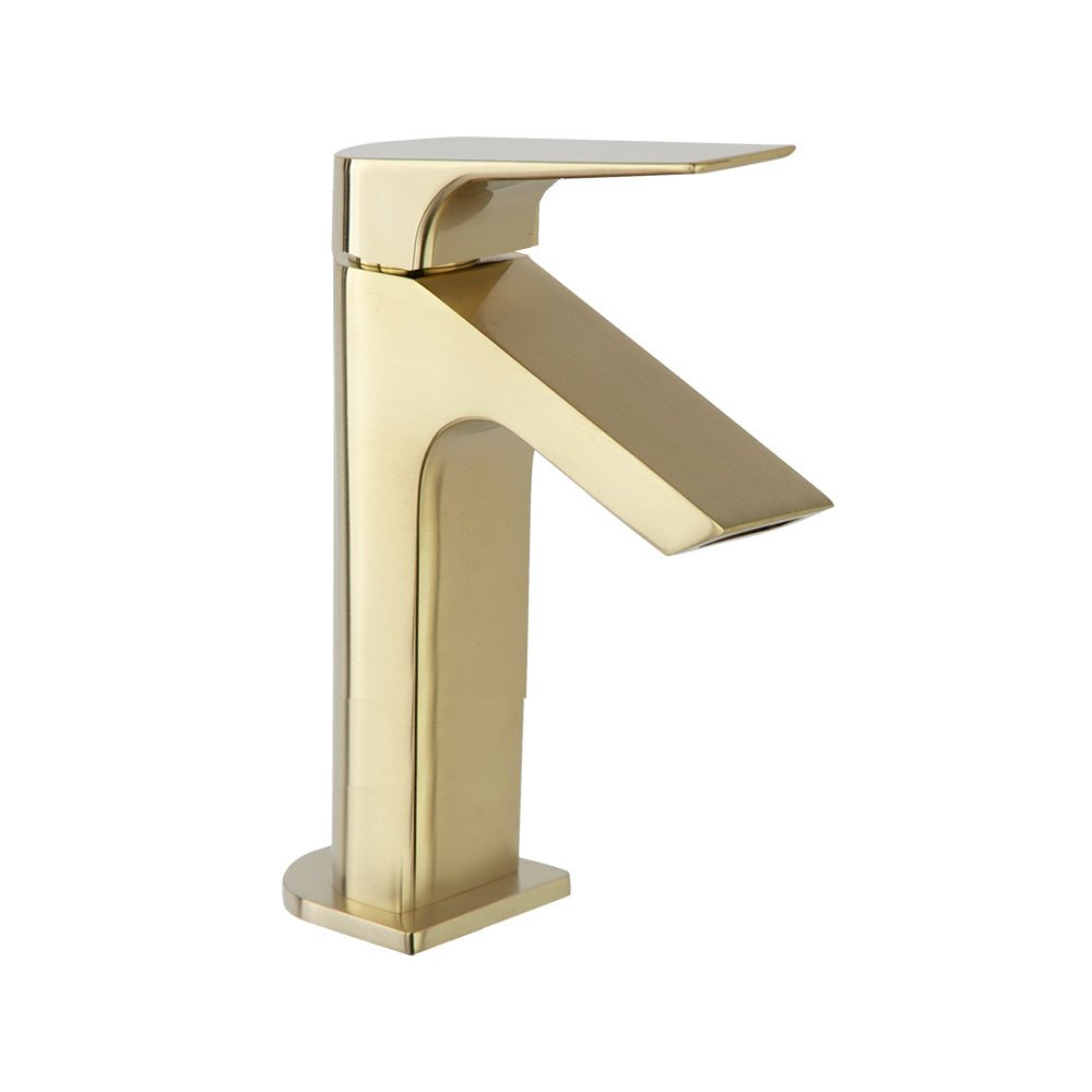 Ramon Soler - Urban Chic, monomando de lavabo salida en cascada caudal limitado, oro cepillado - BricoandPool
