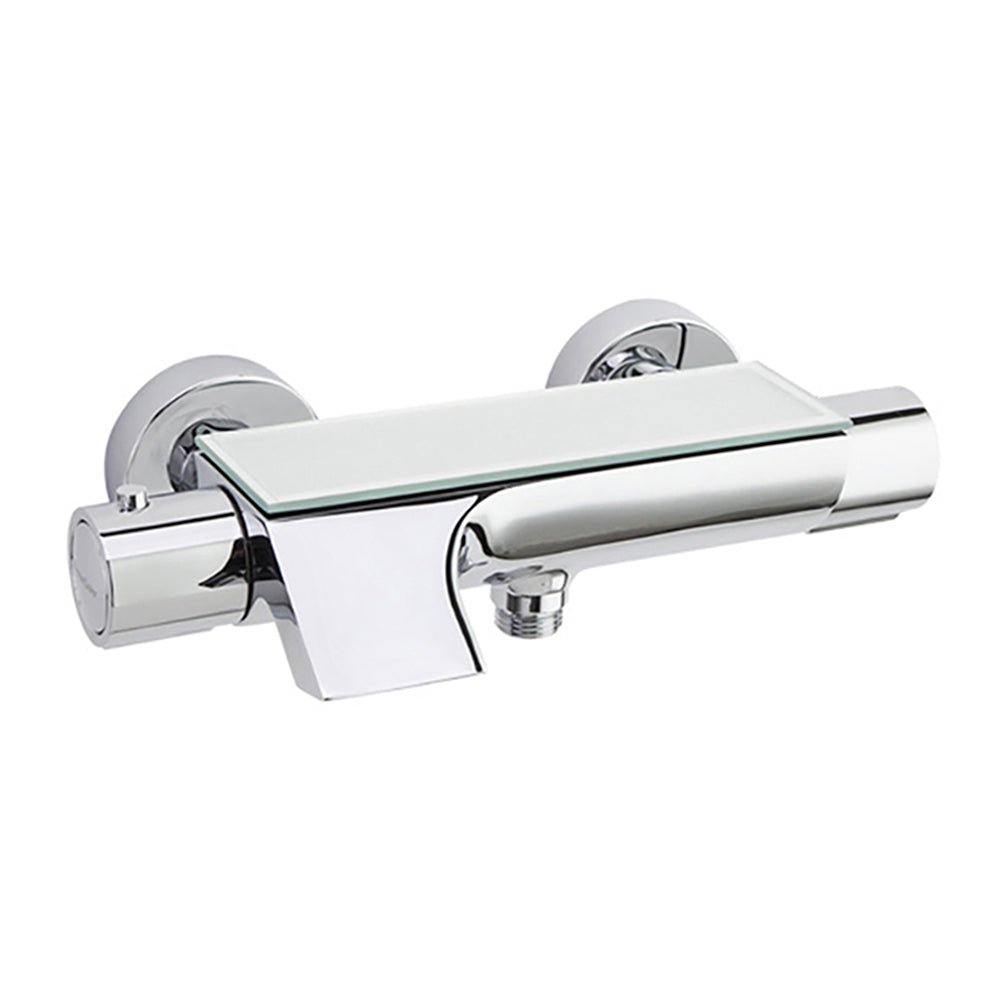 Ramon Soler - Urban Chic, termostático de baño - ducha salida cascada con inversor integrado y repisa con vidrio de seguridad, cromo - BricoandPool