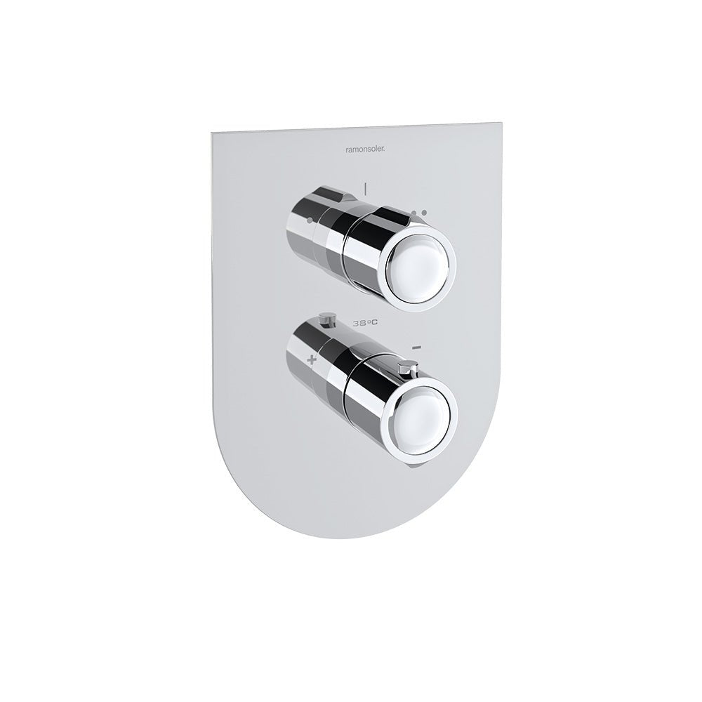 Ramon Soler - Urban Chic, termostático de ducha empotrado metálico 2 vías con placa ultraslim, cromo - BricoandPool