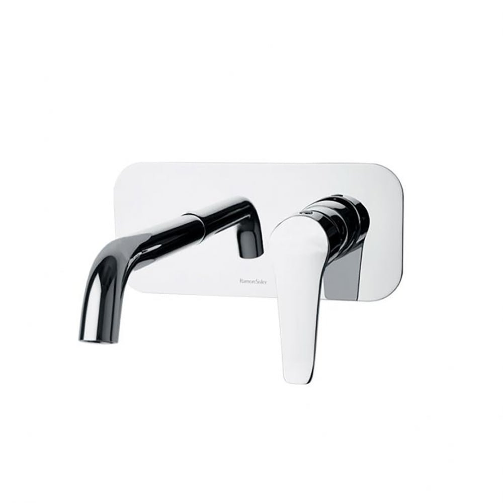 Ramon Soler - Ypsilon Plus, monomando de lavabo empotrado mural con placa caño 19cm, cromo - BricoandPool