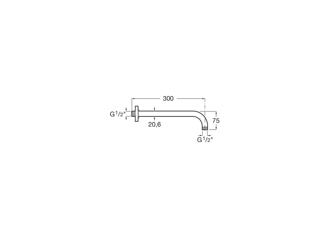 Roca - Brazo de pared para rociador de 300 mm - BricoandPool