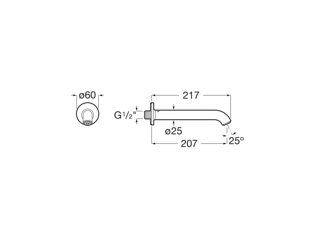 Roca - Caño de pared para bañera Cromado, Nu A5A083FC00 - BricoandPool