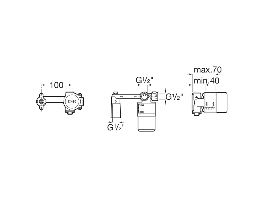 Roca - Cuerpo empotrable universal Ona, Negro Titanio A5E3501CN0 - BricoandPool