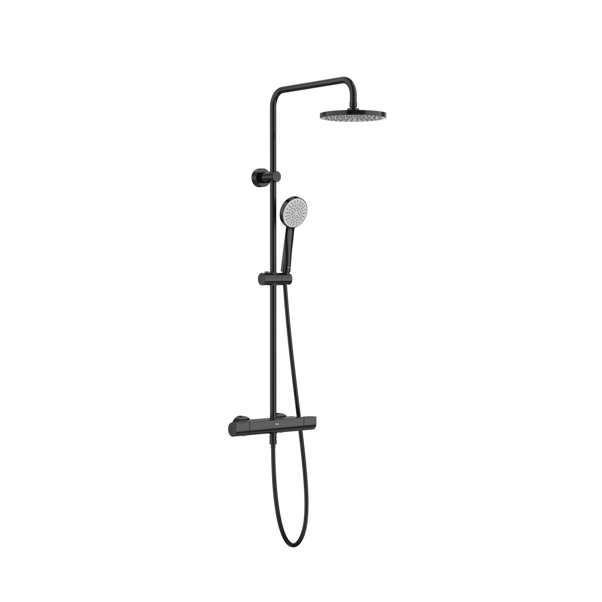 Roca - Even T - ROUND - Columna de ducha termostática negro titanio - BricoandPool