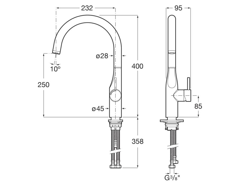 Roca - Glera grifería para cocina con caño curvo giratorio, Cold Start, acabado acero inoxidable A5A844DSM0. - BricoandPool