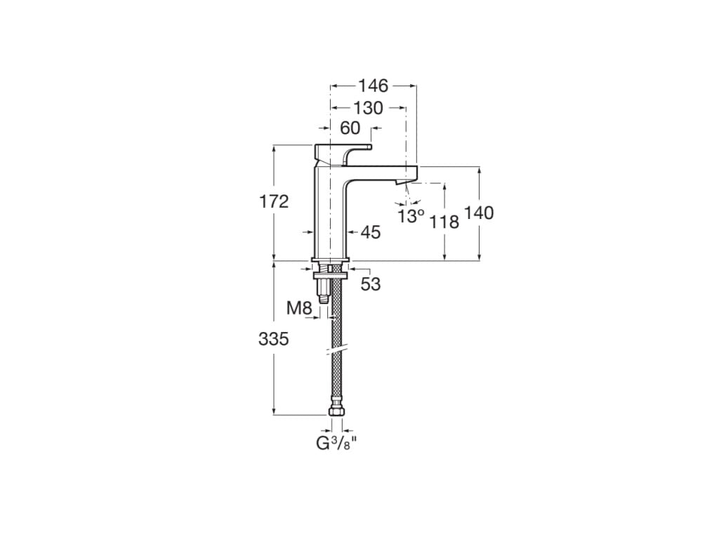 Roca - Grifo compacto lavabo caño mezzo con desagüe click - clack y cuerpo liso L90 A5A3C01C00 - BricoandPool