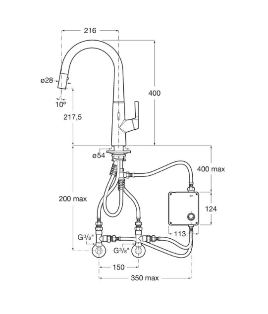 Roca - Grifo de cocina electrónico extraíble Syra - E A5A8A2AC00 - BricoandPool