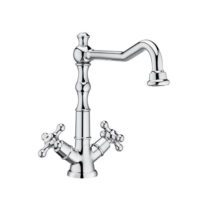 Roca - Grifo de lavabo bimando con caño alto giratorio y desagüe click - clack Carmen A5A384BC00 - BricoandPool