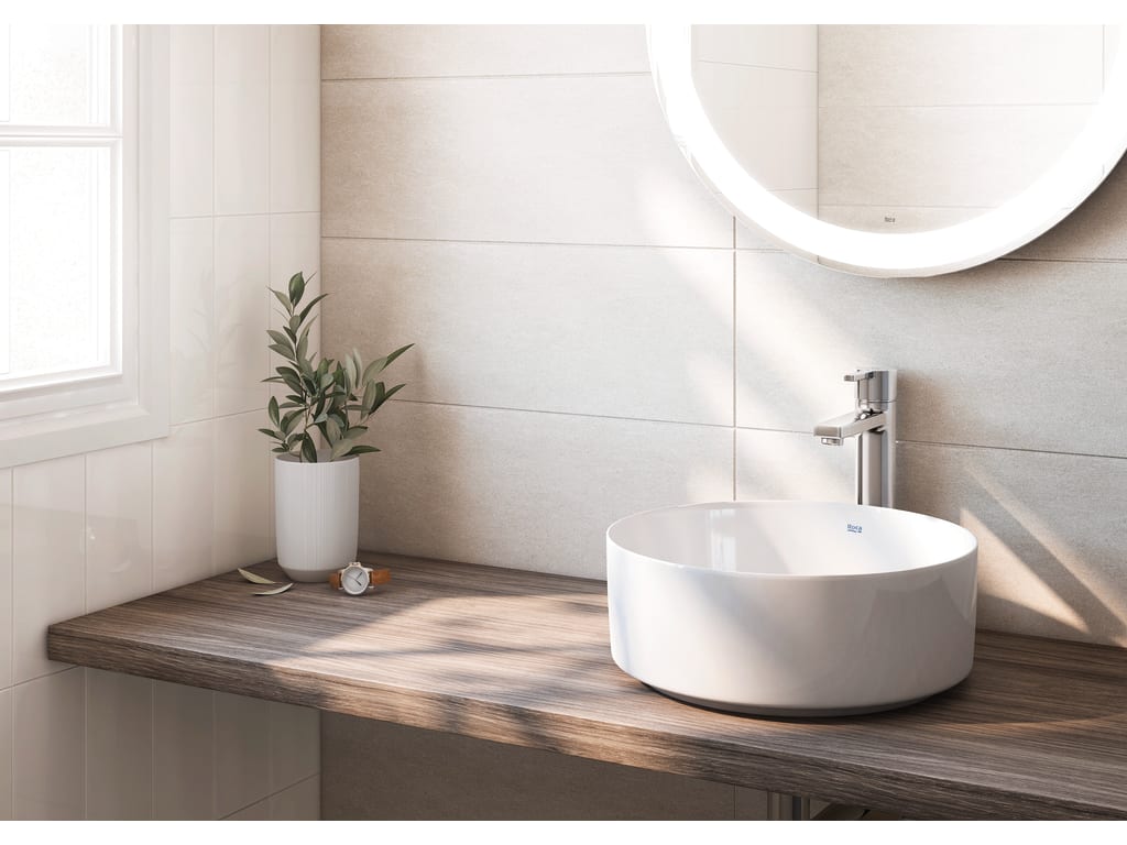 Roca - Grifo de lavabo caño alto con cuerpo liso y desagüe click - clack Naia A5A3796C00 - BricoandPool