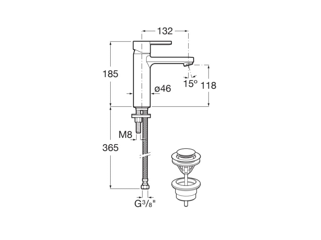 Roca - Grifo de lavabo caño mezzo Naia con cuerpo liso A5A3996C00 - BricoandPool