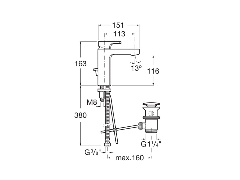 Roca - Grifo de lavabo desagüe automático L90 A5A3E01C00 - BricoandPool
