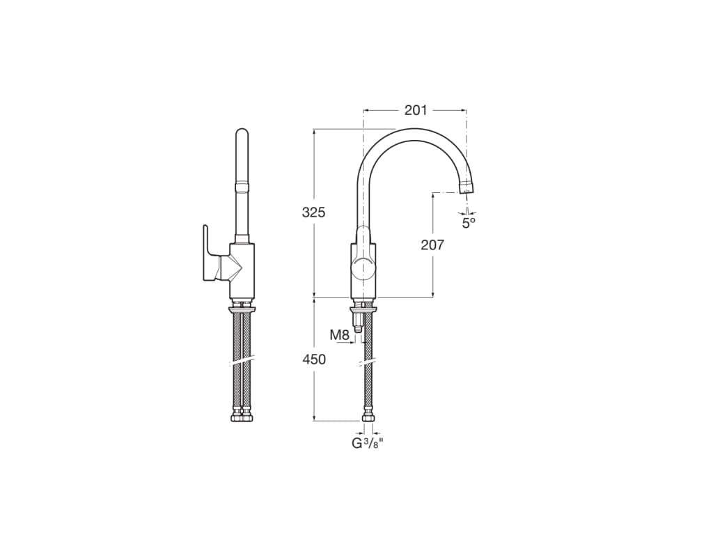 Roca - Grifo monomando cocina L20 A5A8409C00 - BricoandPool