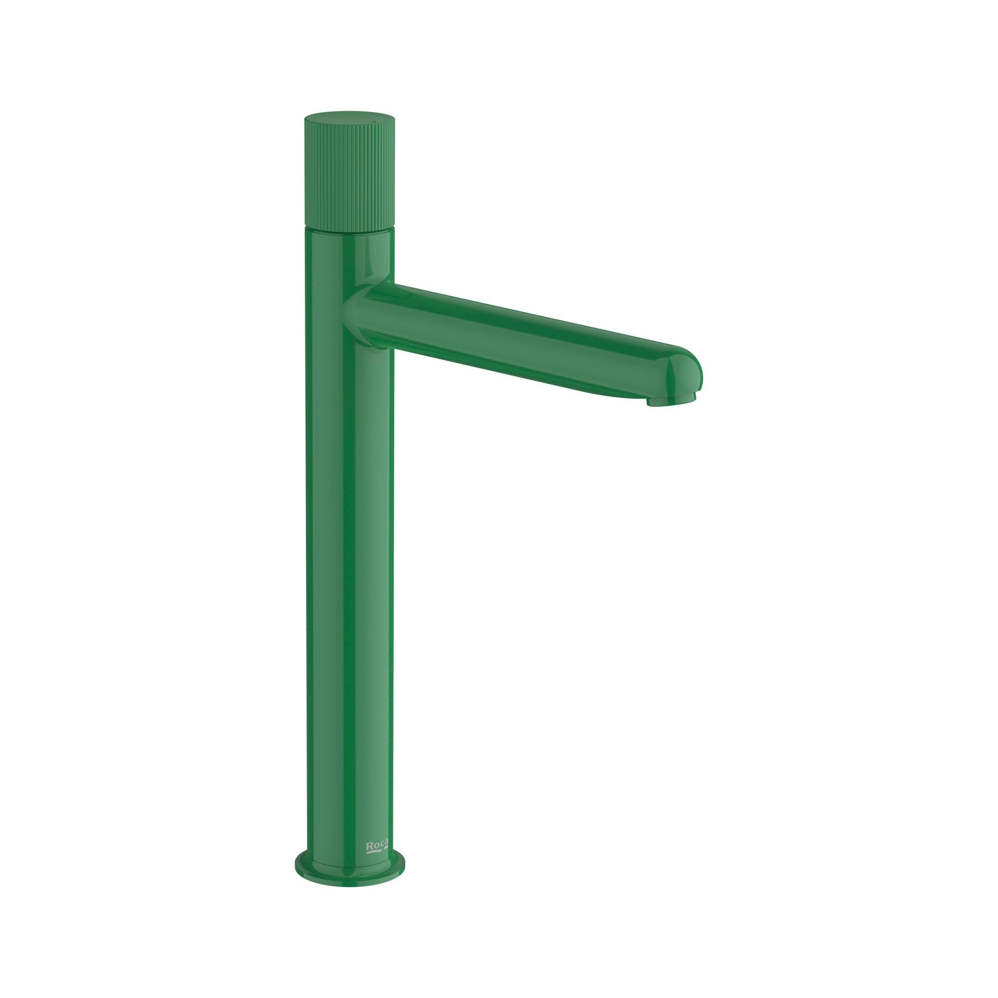 Roca - Mezclador monomando de cuerpo liso y caño alto para lavabo con maneta Stripes Verde Menta, Nu A5A3C3FP20 - BricoandPool