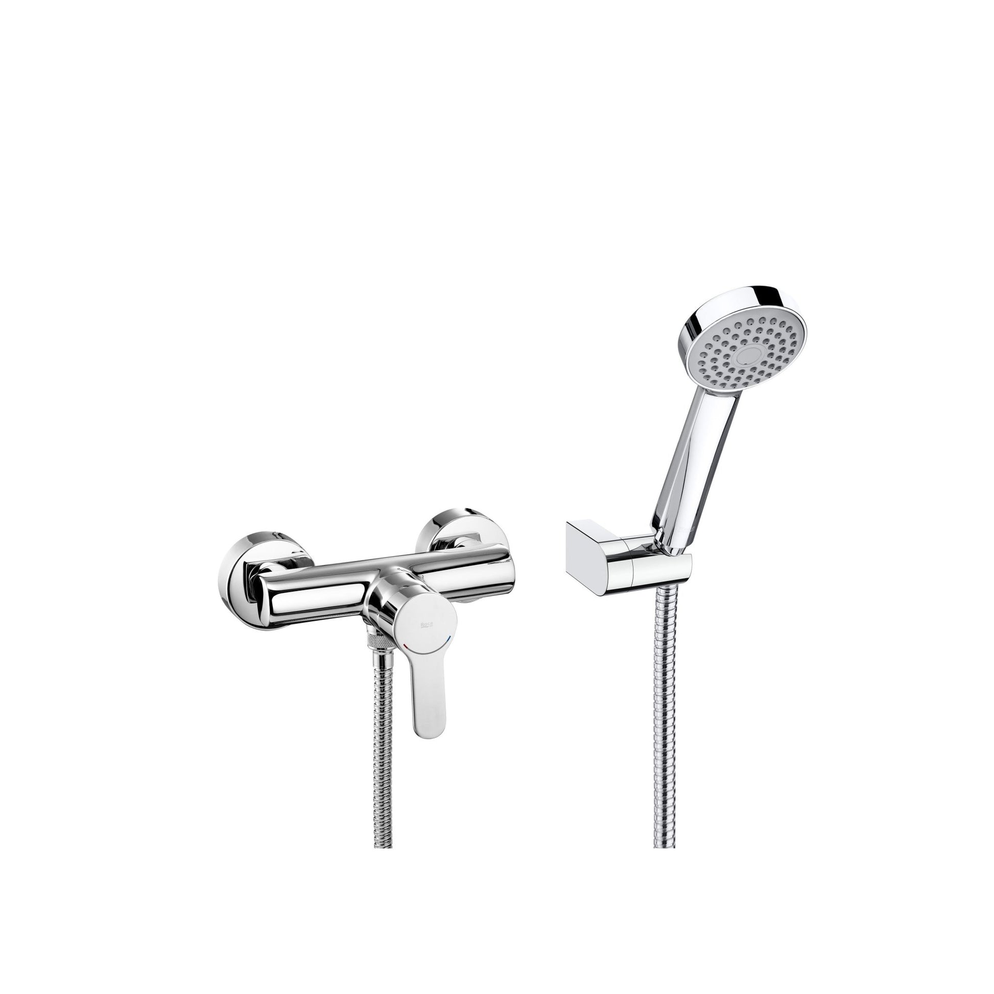 Roca - Mezclador monomando exterior para ducha con ducha de mano, flexible de 1,50 m. y soporte articulado L20 A5A2009C02 - BricoandPool